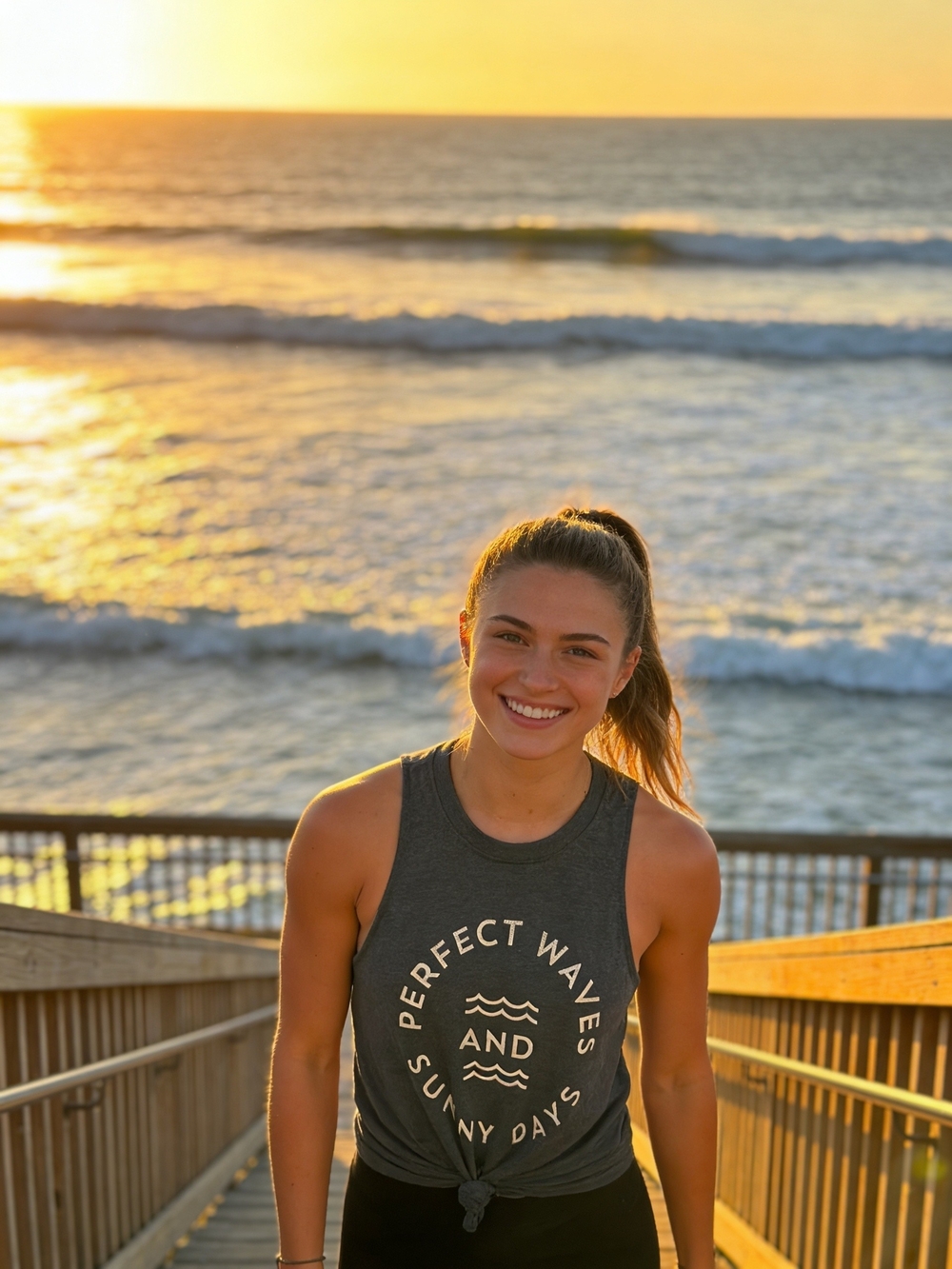 Graphic Knot Front Tank Top - Blue